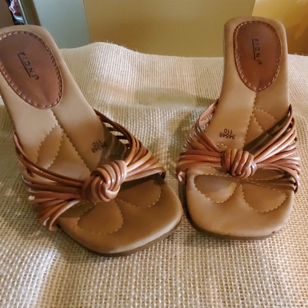 Fioni leather open toe heels